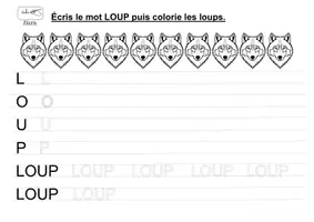 Aperçu - Feuilles d'exercices - Ecriture LOUP (maternelle, CP, inclusion) - Page de couverture