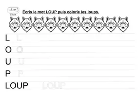 Aperçu - Feuilles d'exercices - Ecriture LOUP (maternelle, CP, inclusion) - Page 1