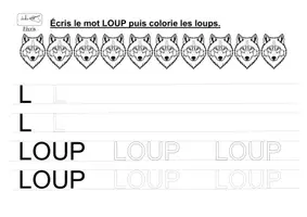 Aperçu - Feuilles d'exercices - Ecriture LOUP (maternelle, CP, inclusion) - Page 2