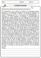 Vorschau - Arbeitsblätter - Werbekaufmann Beruf Arbeitsblätter mit Fragen + Lösungen Deutsch DaZ AB - Seite 1