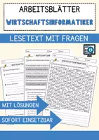 Vorschau - Arbeitsblätter - Wirtschaftsinformatiker Beruf Arbeitsblätter mit Fragen + Lösungen Deutsch DaZ AB - Deckblatt