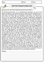 Vorschau - Arbeitsblätter - Zupfinstrumentenmacher Beruf Arbeitsblätter mit Fragen + Lösungen Deutsch DaZ AB - Seite 1