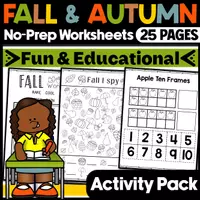 Vorschau - Arbeitsblätter - Fall & Autumn No-Prep Worksheets for Kindergarten - Deckblatt