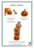 Vorschau - Mal- und Bastelvorlagen - Halloween Kürbisturm Fensterbild: Bastelvorlage für den Kunstunterricht Klasse 1-4 (Herbst basteln / Ausmalbild / Deko-Kürbis) - Seite 1