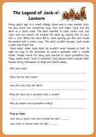 Vista previa - Hojas de trabajo - Halloween Reading (5º-6º) Comprensión lectora inglés Primaria - página 1