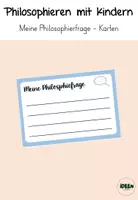 Vorschau - Arbeitsblätter - Philosophieren mit Kindern - Meine Philosophierfrage - Deckblatt