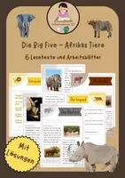 Vorschau - Arbeitsblätter - Die Big Five - Die Tiere Afrikas - Arbeitsheft (Ready to work mit Lösungen) - Deckblatt
