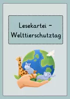 Vorschau - Aufgabenkarten - Lesekartei - Welttierschutztag - Deckblatt