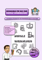Vorschau - Mal- und Bastelvorlagen - gratis Deckblatt zum Ausmalen für die Digitale Grundbildung - Deckblatt