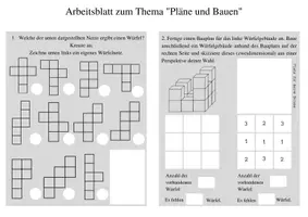 Vorschau - Arbeitsblätter - Pläne und Bauen, Würfelgebäude, Baupläne, Würfelnetze - Deckblatt