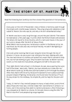 Vorschau - Arbeitsblätter - ✨ St. Martin Reading Comprehension (Lesetext + Aufgaben + Vokabelblatt + Lösungen) - Seite 1