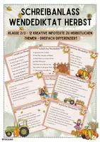 Vorschau - Aufgabenkarten - herbstliches Wendediktat - klasse 2/3 - differenziert - Deckblatt