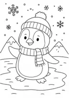 Vorschau - Mal- und Bastelvorlagen - Winter Pinguin Ausmalbilder - kostenlos - Seite 1