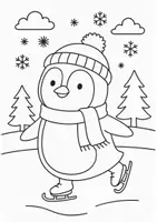 Vorschau - Mal- und Bastelvorlagen - Winter Pinguin Ausmalbilder - kostenlos - Seite 2
