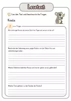Vorschau - Arbeitsblätter - Leseverständnis (Leseverstehen) - Koala + Lösungen mit didaktischer Reserve und Wortspeicher - Seite 3