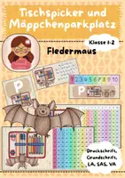 Vorschau - Poster - Mäppchenparkplatz und Tischspicker, Klassentier Fledermaus - Deckblatt