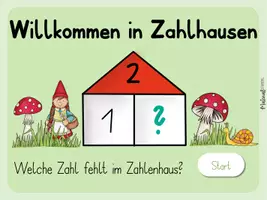 Vorschau - Stationenlernen - Zahlzerlegung - Zahlenhaus - Zahl 2 - interaktive PDF / Quiz - Seite 1