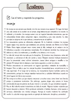 Vista previa - Hojas de trabajo - Comprensión lectora – monje + soluciones con material complementario y banco de palabras - página 1