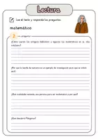 Vista previa - Hojas de trabajo - Comprensión lectora – matemático + soluciones con material complementario y banco de palabras - página 3