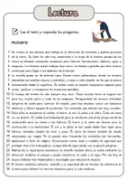 Vista previa - Hojas de trabajo - Comprensión lectora – minero + soluciones con material complementario y banco de palabras - página 1
