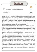 Vista previa - Hojas de trabajo - Comprensión lectora – marinero + soluciones con material complementario y banco de palabras - página 1