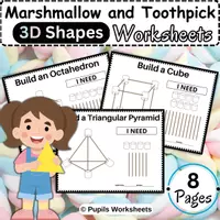 Vorschau - Arbeitsblätter - Marshmallow and Toothpick Cards Worksheets - Deckblatt