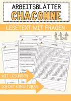 Vorschau - Arbeitsblätter - Chaconne Musik Lesetext mit Richtig Falsch Multiple Choice und Offenen Fragen - Deckblatt