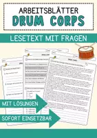 Vorschau - Arbeitsblätter - Drum Corps Musik Lesetext mit Richtig Falsch Multiple Choice und Offenen Fragen - Deckblatt