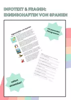 Vorschau - Arbeitsblätter - Eigenschaften von Spanien - der Suchtext - Deckblatt