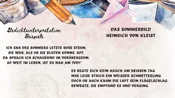 Vorschau - Arbeitsblätter - Gedichtsinterpretation Heinrich v. Kleist Sommerbild - Seite 1