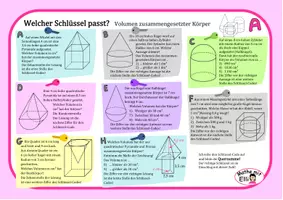 Vorschau - Arbeitsblätter - Welcher Schlüssel passt? Volumen zusammengesetzter Körper - Deckblatt