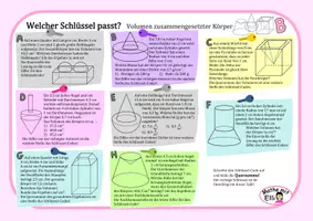Vorschau - Arbeitsblätter - Welcher Schlüssel passt? Volumen zusammengesetzter Körper - Seite 1