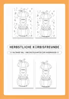 Vorschau - Mal- und Bastelvorlagen - Herbstliche Kürbisfreunde: Faltbare Mal- und Bastelkarten - Deckblatt