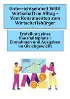 Vorschau - Arbeitsblätter - WBS - Erstellung eines Haushaltsplans - Deckblatt