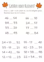 Vorschau - Arbeitsblätter - Größer, Kleiner oder Gleich? Größen Vergleichen 2. Klasse & 3. Klasse Herbst - Seite 1