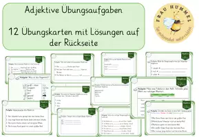 Vorschau - Stationenlernen - Adjektive Übungskartei/ Stationenarbeit - Deckblatt