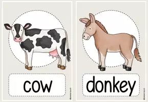 Vorschau - Präsentationen/Tafelbilder - farm animals: flashcards/Bildkarten - word and picture - Seite 1