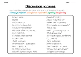 Vorschau - Arbeitsblätter - Working on discussion phrases - Deckblatt