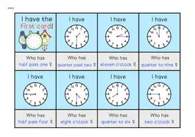Vorschau - Spiele - I have... Who has... ? TELLING THE TIME (easy + difficult) - Seite 1