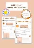 Vorschau - Arbeitsblätter - Verben und Adjektive im Herbst Arbeitsblatt - Deckblatt