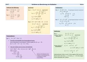 Vorschau - Poster - Nullstellen - Übersicht der Nullstellenverfahren - Nullstellenberechnung - Abiturvorbereitung Q1 Q2 - Seite 1