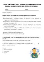 anteprima - Compiti in classe/Test - Esame: Interpretare il significato simbolico della figura di Arlecchino nell’opera di Picasso - Pagina 1