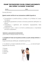 anteprima - Compiti in classe/Test - Esame: Riconoscere colori, forme e movimento nell’opera “La danza” di Matisse - Pagina 1