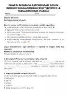 anteprima - Compiti in classe/Test - Rappresentare con un disegno l’inclinazione dell’asse terrestre e la formazione delle stagioni - Pagina 1