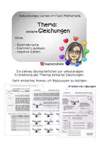 Vorschau - Arbeitsblätter - Selbständiges Lernen-Mathe-Gleichungen - Deckblatt