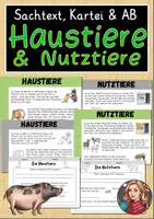 Vorschau - Arbeitsblätter - Haustiere & Nutztiere Sachtext und Arbeitsblatt - Deckblatt