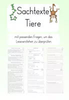 Vorschau - Stationenlernen - Sachtexte - Tiere im Dschungel - Leseverstehen - Deckblatt