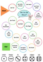 Vorschau - Spiele - Brettspiel "Wo ist die Maus?" - Dativ und Möbel üben - Seite 1