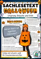 Vorschau - Text - Infotext / Sachlesetext "Halloween - Urpsrung, Bräuche und Kritik" Deutsch / DaZ / KBW #huhuhalloween - Deckblatt