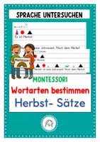 Vorschau - Arbeitsblätter - Montessori Heft. Wortarten bestimmen. Herbst- Sätze - Deckblatt
